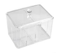 Lot de 2 boîtes de rangement pour cotons-tiges en acrylique transparent avec 4 compartiments en forme de U pour accès au maquillage pour salle de bain, chambre à coucher, coiffeuse, comptoir (1 pièce)