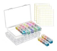 Lot de 2 boîtes de rangement pour peinture diamant - 28 grilles - Pour petites pièces - Avec compartiments indépendants - Boîtes à perles brodées - Organisateur pour nail art strass, bijoux