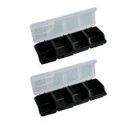 Lot de 2 boîtes de rangement pour pièces, noir | Boîte de rangement à vis 4 compartiments avec couvercle givré et façade pour atelier