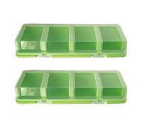 Lot de 2 boîtes de rangement pour pièces, vert | Boîte de rangement à vis 4 compartiments avec couvercle givré et façade pour atelier