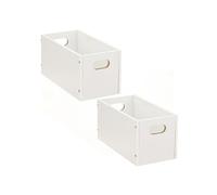 Toilinux.com Lot de 2 Boîtes de Rangement rectangulaire en MDF - L. 31 x H. 15 cm - Blanc