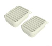 Lot de 2 boîtes de rangement rectangulaires en silicone avec couvercles, hermétiques et étanches, empilables pour la préparation des repas, passent au micro-ondes et au lave-vaisselle (blanc)