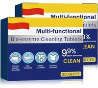 Lot de 2 boîtes de tablettes de nettoyage multifonctionnelles, bio-enzyme explosive, sel actif enzymatique, agents de nettoyage, tablettes de nettoyage ménagères, poudre de nettoyage tout usage pour
