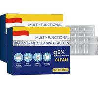 Lot de 2 boîtes de tablettes de nettoyage multifonctionnelles bio-enzymes - Tablettes de nettoyage multifonctions pour enlever les taches - Dissout rapidement les tablettes de nettoyage