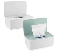 Lot de 2 boîtes distributrices de lingettes, boîte de rangement pour papier de soie sèche et humide, boîte de rangement avec couvercle, garde les lingettes fraîches, boîte de rangement pour bureau,