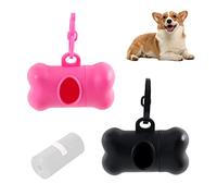 Lot de 2 Boîtes en Forme d'Os, Sacs Hygiéniques pour Chiens Imperméables Épais avec Distributeur, Capsules pour Sacs (Rose, Noir)