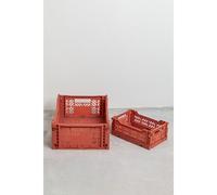 Lot De 2 Boîtes En Plastique Pliables Et Empilables Doli Terracota Marron