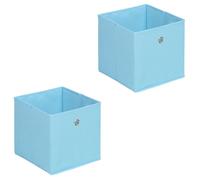 Lot de 2 tiroirs en Tissu Bleu Clair ELA boîte de Rangement Ouverte avec poignée dim 27 x 27 x 27 cm, idéal pour Cube de Rangement bac Pliable pour Linge Jouets vêtements
