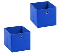 Lot de 2 tiroirs en Tissu Bleu ELA boîte de Rangement Ouverte avec poignée dim 27 x 27 x 27 cm, idéal pour Cube de Rangement bac Pliable pour Linge Jouets vêtements