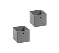 Lot de 2 boites en tissu gris ELA boîte de rangement ouverte avec poignée dim 27 x 27 x 27 cm, pour linge jouets vêtements