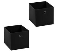 Lot de 2 boites en tissu noir ELA boîte de rangement ouverte avec poignée dim 27 x 27 x 27 cm, pour linge jouets vêtements