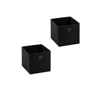 Lot de 2 boites en tissu noir ELA boîte de rangement ouverte avec poignée dim 27 x 27 x 27 cm, pour linge jouets vêtements