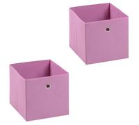 Lot de 2 boites en tissu rose ELA boîte de rangement ouverte avec poignée dim 27 x 27 x 27 cm, pour linge jouets vêtements