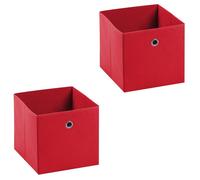 IDIMEX Lot de 2 tiroirs en Tissu Rouge ELA boîte de Rangement Ouverte avec poignée dim 27 x 27 x 27 cm, idéal pour Cube de Rangement bac Pliable pour Linge Jouets vêtements