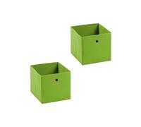 Lot de 2 boites en tissu vert ELA boîte de rangement ouverte avec poignée dim 27 x 27 x 27 cm, pour linge jouets vêtements
