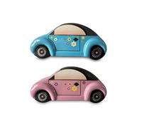 Lot de 2 boîtes en tôle en forme de petite voiture « flash boule - fleurs » - 11 x 5,5 x 4,4 cm - Volume : 100 ml