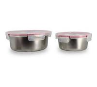 Lot de 2 boîtes hermétiques avec couvercle - MENASTYL - 5040178 - En acier inoxydable - Ronde - 15 et 20 cm - Compatibles micro-onde