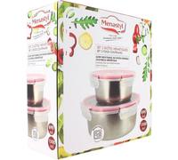 Lot de 2 boîtes hermétiques avec couvercle - MENASTYL - 5040178 - En acier inoxydable - Ronde - 15 et 20 cm - Compatibles micro-onde