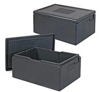 Lot de 2 boîtes isothermes GN1/1 m avec couvercle - Dimensions : 600 x 400 x 280 mm - Anthracite - Capacité : 39 l - Poids : 0,90 kg