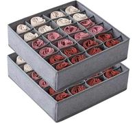 Lot de 2 boîtes rangement for sous-vêtements, soutien-gorge, chaussettes, tiroir, organiseur for, écharpes, armoire Pour Les Vêtements(24grids-gray)