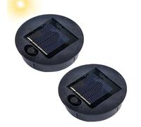 Lot de 2 boîtes rondes de rechange pour lampes solaires avec panneau solaire, étanche et marche/arrêt automatique, couvercle de lanterne pour extérieur, terrasse, jardin