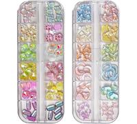 Lot de 2 boîtes Star Moon Nails Art Charm Nails Strass Fond Plat Nails Cristal Charm Nails Art Décorations pour ongles en acrylique