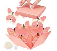 Lot de 2 boîtes surprise en forme de papillons volants, 14,5 x 14,5 x 12,4 cm, avec 16 papillons volants et raphia, boîte surprise pour la Saint-Valentin, un anniversaire, un anniversaire de mariage