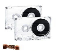 Lot de 2 boîtiers de cassette vierge, 45/60/90 minutes, ruban d'enregistrement audio transparent, boîtier de cassette vide pour projets de remplacement, ne contient pas de bandes magnétiques (90