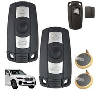 Lot de 2 boîtiers de clé de voiture avec 2 piles LIR2025 - Compatible avec BMW Série 1, 3, 5, 6 X1 X5