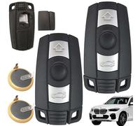 Lot de 2 boîtiers de clé de voiture avec télécommande - Compatible avec 2 piles LIR2025 - Pour BMW Série 1, 3, 5, 6 X1 X5 - Boîtier de clé télécommande