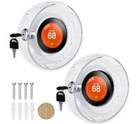 Lot de 2 boîtiers de verrouillage ronds pour thermostat avec ouvercle universel pour thermostat transparent, produits de sécurité électrique, compatible avec thermostat rond (8,9 x 8,9 x 4,8 cm