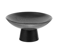 Lot de 2 bols à fruits noirs en céramique avec pied - Décoration d'intérieur - Présentoir à dessert - Cadeau de pendaison de crémaillère - Vase de fleurs - Support de comptoir - Noir
