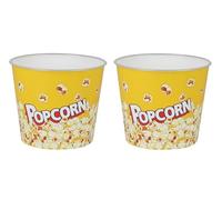 Lot de 2 bols à pop-corn rétro - Capacité de plus de 2 litres - Pour les soirées streeming, les films et la télévision - Réutilisables - En plastique PP (robuste) - Jaune rétro - 2,2 l