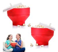 Lot de 2 bols à popcorn pliables en silicone sans BPA avec couvercle, bol à popcorn à air chaud pour collations rapides et soirées cinéma en famille, passe au lave-vaisselle pour un usage domestique