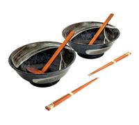 Lot de 2 bols à soupe japonais TENMOKU de Ramen - Diamètre : 21,2 cm - Hauteur : 8,6 cm - Dans une boîte cadeau