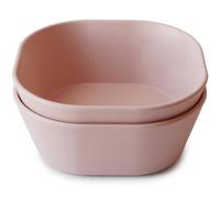 Mushie Lot de 2 bols carrés enfants – Réutilisables, sans BPA, micro‑ondes & lave‑vaisselle – Blush