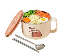 Lot de 2 bols de nouilles instantanées avec poignée, bol à ramen instantané Capybara 800 ml avec couvercle et vaisselle en acier inoxydable 316, cuiseur à ramen pour soupe, nouilles, décoration