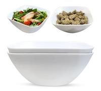 Lot de 2 bols de service classiques en plastique pour céréales, curry, pâtes, desserts, collations, pique-niques, empilables et réutilisables (2 bols de 1,15 l (blanc)