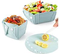 Lot de 2 bols de voyage pliables en silicone pour camping, randonnée, collations, salade, micro-ondes, congélateur et lave-vaisselle (bleu)