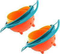 lot de 2 bols gyroscopiques anti-fuites Bol d'alimentation pour bébé avec couvercle - Bol pour bébé 360° enfants - Bol à goûter pas de renversement - Assiette pour bébé pivotante à 360 degrés, pour le