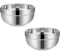 Lot de 2 bols isothermes à double couche fabriqués en acier inoxydable 304 avec joint sous vide pour garder les aliments au chaud et protéger les mains - Intérieur finition miroir pour un nettoyage