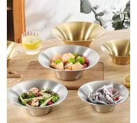 Lot de 2 bols mélangeurs robustes en acier inoxydable pour salade, nouilles, soupes, avec matériau anti-adhésif (22 cm, doré)