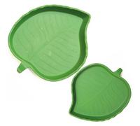 Lot de 2 bols plats en forme de feuille pour nourriture et eau pour reptile, 2 tailles pour tortue, maïs, serpent, rampant pour animaux de compagnie