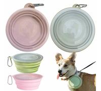 Lot de 2 bols pliables pour chien et chat avec couvercles - bols de voyage réglables en hauteur, 350 ml - en TPE alimentaire, légers et étanches, parfaits pour le camping et les promenades
