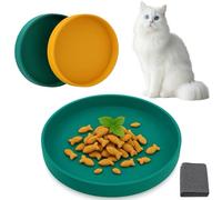 Lot de 2 Bols pour Chat en Silicone 15 cm avec Chiffon de Nettoyage - Gamelle Plate pour Chatons et Voyages, Petite gamelle pour Chats, Facile à Nettoyer avec Brosse