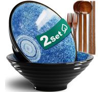 Lot de 2 bols ramen 1800 ml - céramique avec ustensiles Vendos85