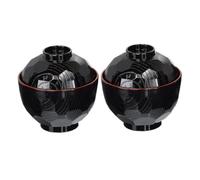 Lot de 2 bols traditionnels japonais légers pour soupe au riz miso avec couvercle noir et rouge