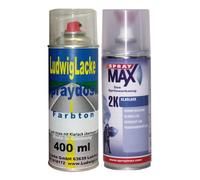 Lot de 2 bombes de peinture pour Honda Alabaster Silver Code NH-700M Année de construction 2005-2013 Metalliclack 2 bombes de peinture de base en spray 400 ml et une boîte de vernis transparent 2K de 400 ml
