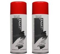 Bombe de Peinture - AMT - Rouge Feu - Lot de 2 - 330ml - Acrylique - Séchage rapide