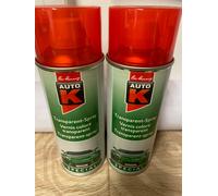 LOT DE 2 BOMBES DE VERNIS COLORE TRANSPARENT ROUGE DE MARQUE AUTO K (1.1272)